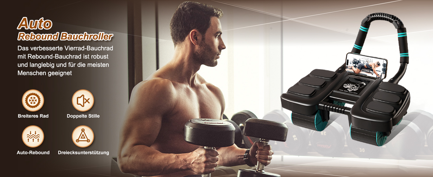 Ролер для пресу з упорами для ліктів, автоматичний відскок, тренажер для пресу для жінок та чоловіків, чорний