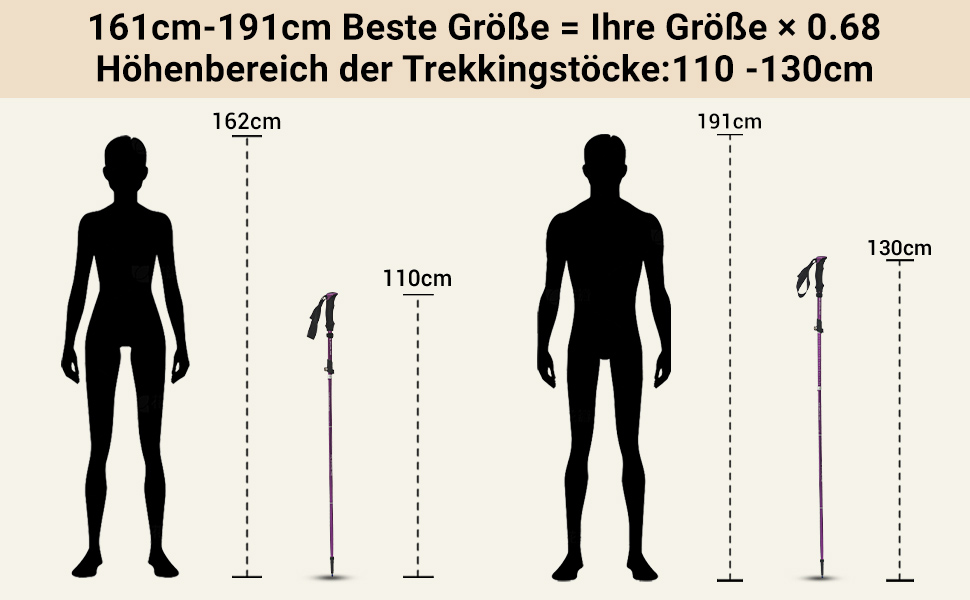 Чоловічі та жіночі палки для скандинавської ходьби, 2 шт. Телескопічні палки для трекінгу з алюмінію з гумовими амортизаторами, фіолетовий колір