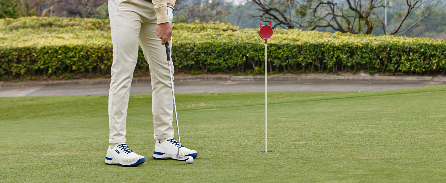 Гольф-взуття FitVille для чоловіків, широка модель, сіро-біле, розмір 40-49, X-широке, дихаюче, на шнурівці