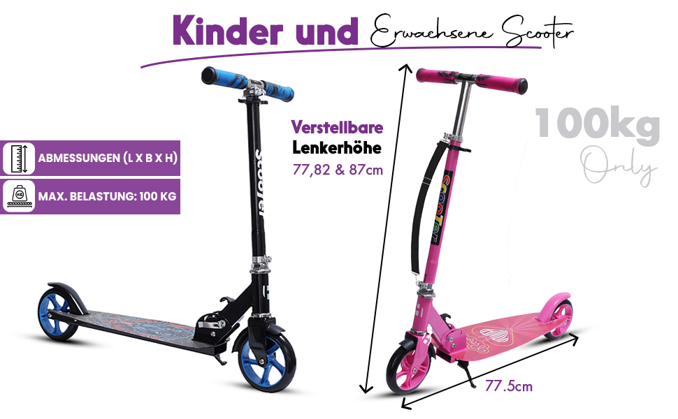 Самокат дитячий Habib Cityroller складаний, регульований, для дітей та підлітків (6-16 років), чорний