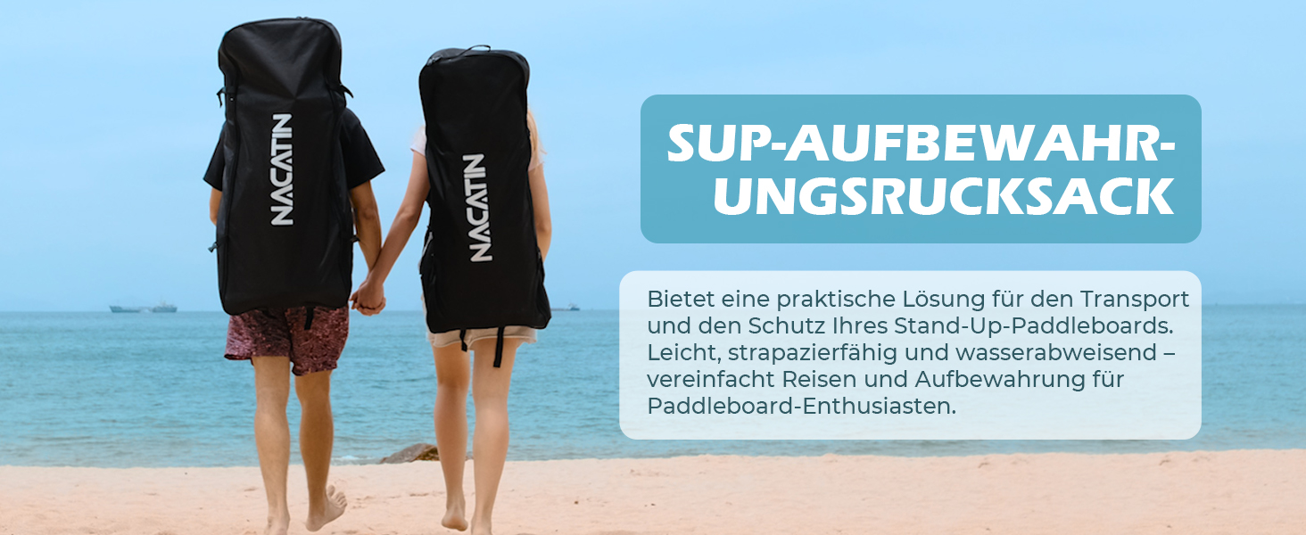 NACATIN SUP дошка надувна 320 см з сидінням, веслом та рюкзаком - для йоги, річки, моря (синій)