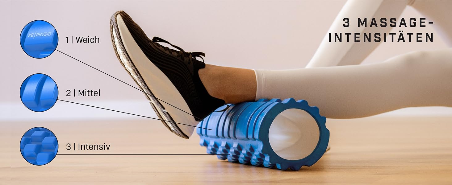 Ролик KG PHYSIO Fascia & Foam Roller 3 зони, спина, хребет, чорний