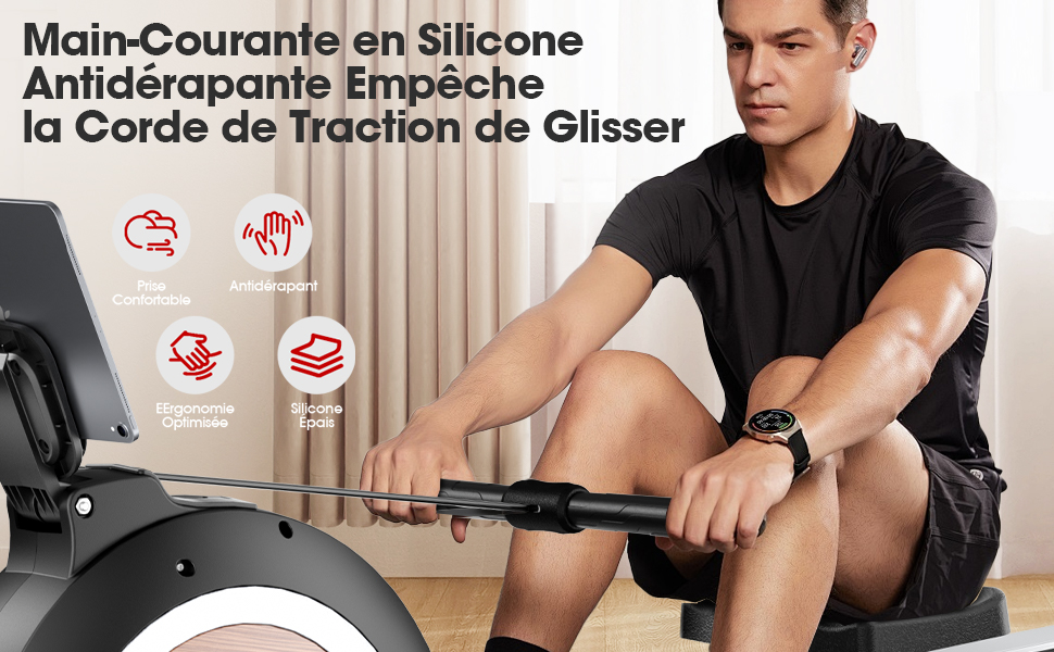 Гребний тренажер Wenoker з магнітним опором, для дому, 32 рівні опору, з додатком, для домашнього спортзалу, кардіотренажер, 160 кг, LCD-монітор (H310C)