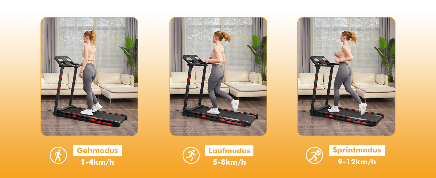 Біговий тренажер RAOO MIN для дому, 1-12 км/год, двигун 2.5HP, складаний, з LED-дисплеєм, підставка для iPad/телефону, Bluetooth-динамік, чорний