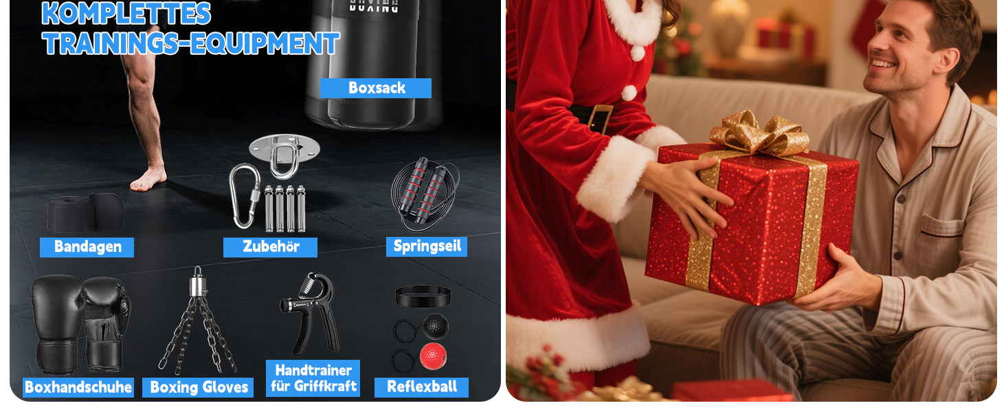 Боксерський мішок для дорослих Ninonly 120см, наповнений, з рукавичками, реактивним м'ячем, тренажером сили рук, скакалкою для MMA, карате, кікбоксингу, боксу, домашніх тренувань