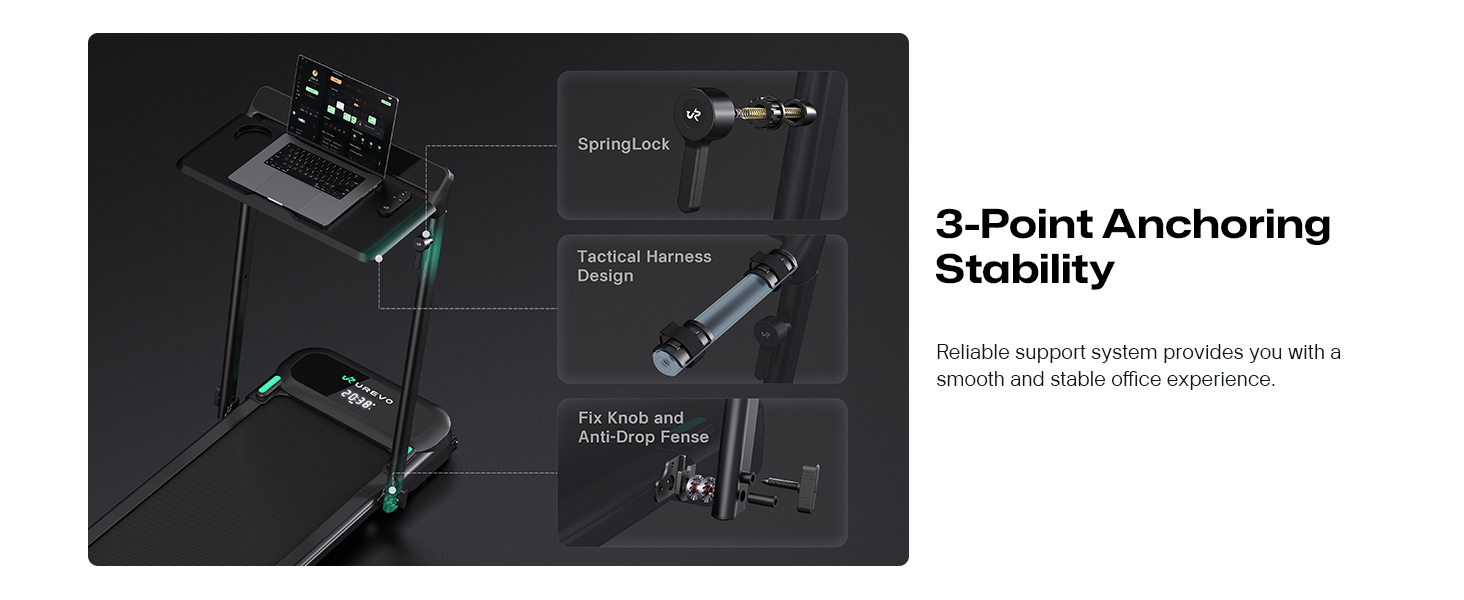 Біговий тренажер Smart з автоматичним нахилом 9%, двигун 2.5 PS Brushless, складаний біговий килимок для дому та офісу, велика площа для бігу, тихий та для суглобів, додаток з AI, World-Tour та HIIT, автоматичний нахил з столом та ручкою підтримки