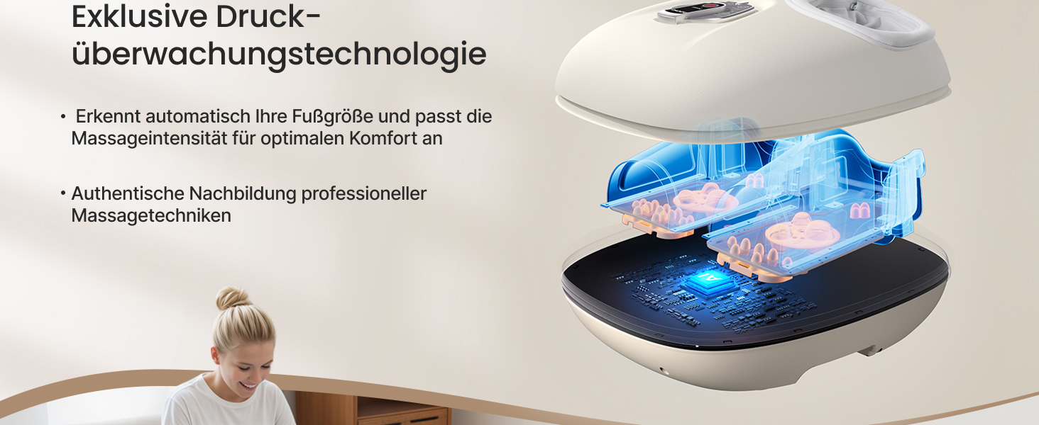 Масажер для ніг RENPHO з підігрівом, Shiatsu масажер для ніг при п'яткової фасції, подарунок на Різдво для жінок та чоловіків, бездротове керування, голосове керування (Новинка), Бежевий