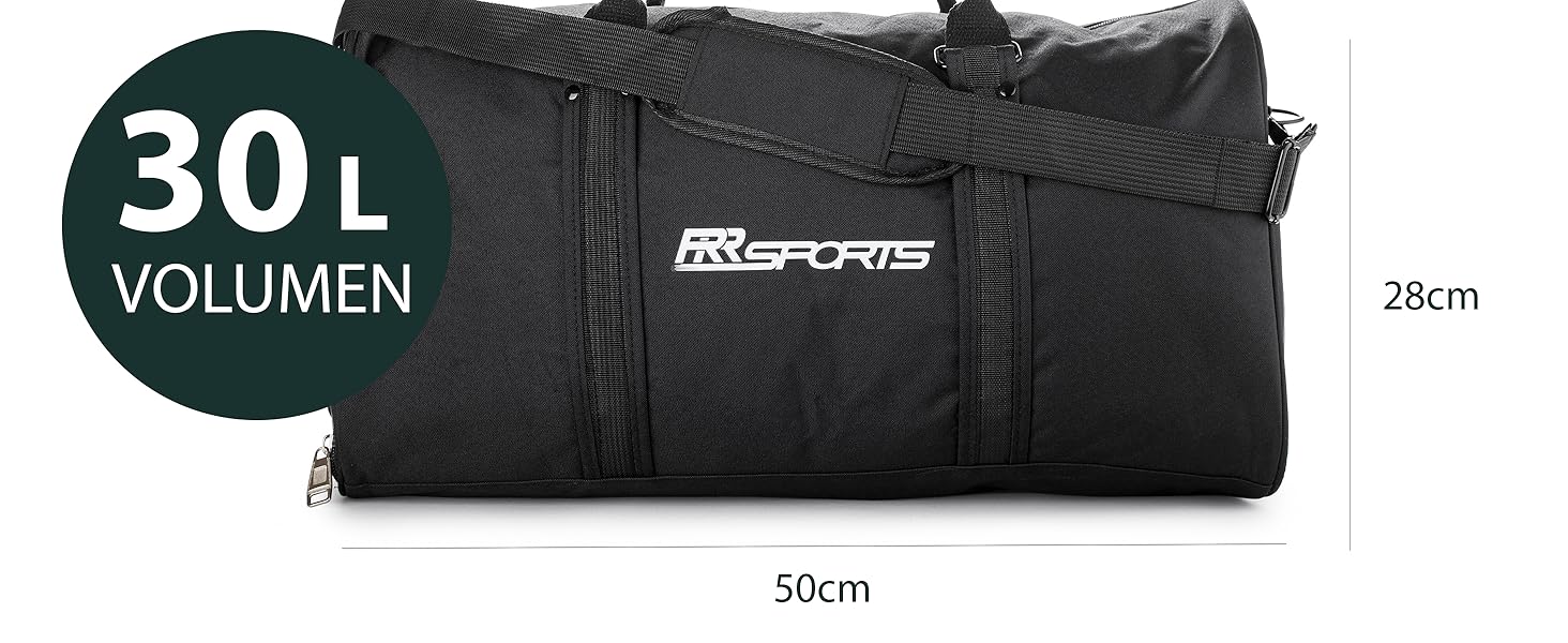 Спортивна сумка RR Sports 30 л з відділенням для взуття та пляшкою 600 мл із нержавіючої сталі для жінок і чоловіків, для тренувань, фітнесу, залу, футболу (50x25x28 см, мала)