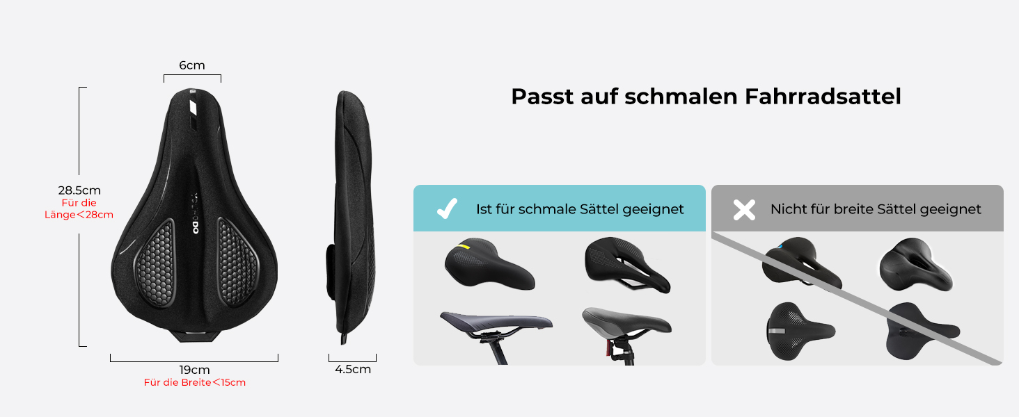 Накидка на сидіння велосипедне, ергономічна гелева підкладка, м'яка та зручна, з дощем. Підходить для жінок та чоловіків, чорна, вузька