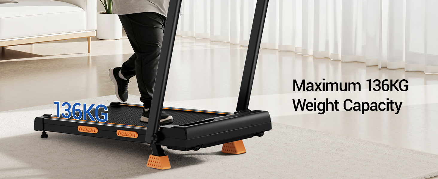 Біговий тренажер UMAY для дому, складаний, з нахилом 16%, 10 км/год, з пультом ДУ, LED-дисплеєм, з поручнями, потужність 2.5CV, максимальне навантаження 136 кг, 4 в 1