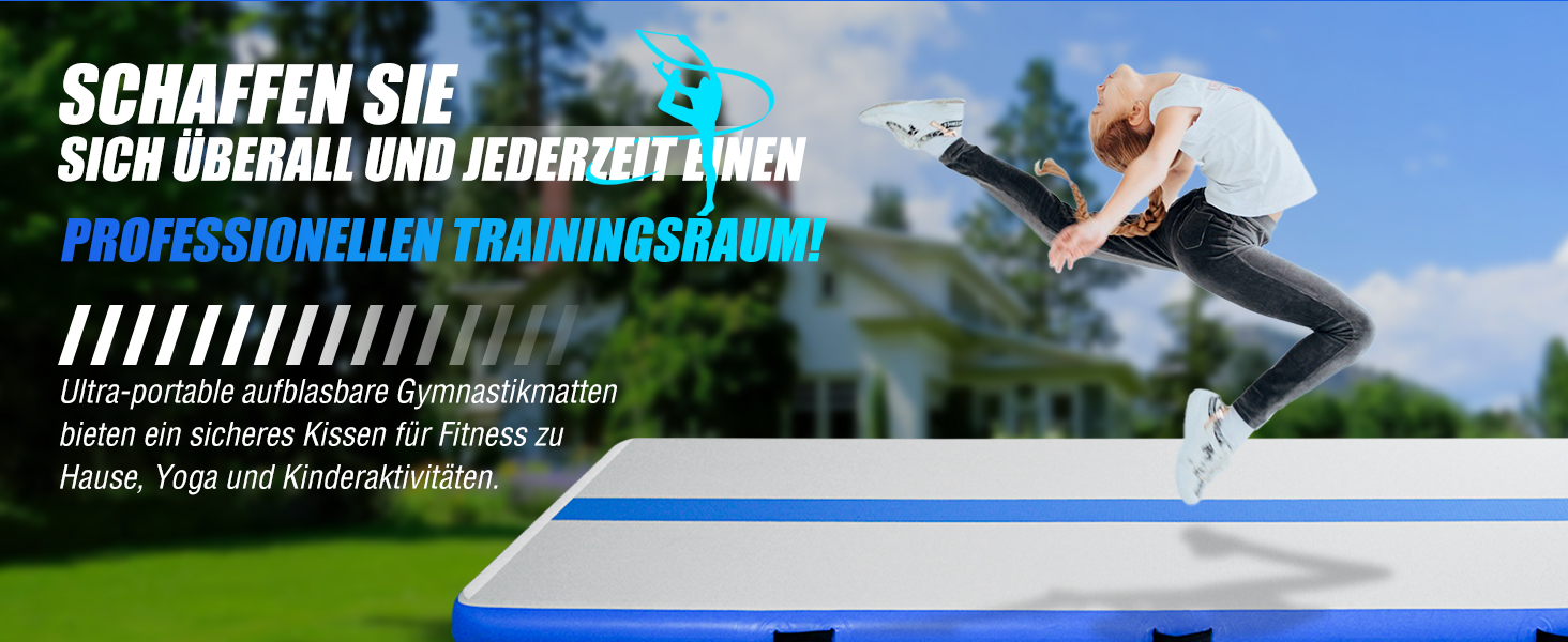 Надувний гімнастичний мат Tuxedo Sailor Airtrack: 2M/3M/4M, 10см, надувна, з електронасосом, для дому/залу/черепісток/йоги, блакитна 300 x 100 x 10 см