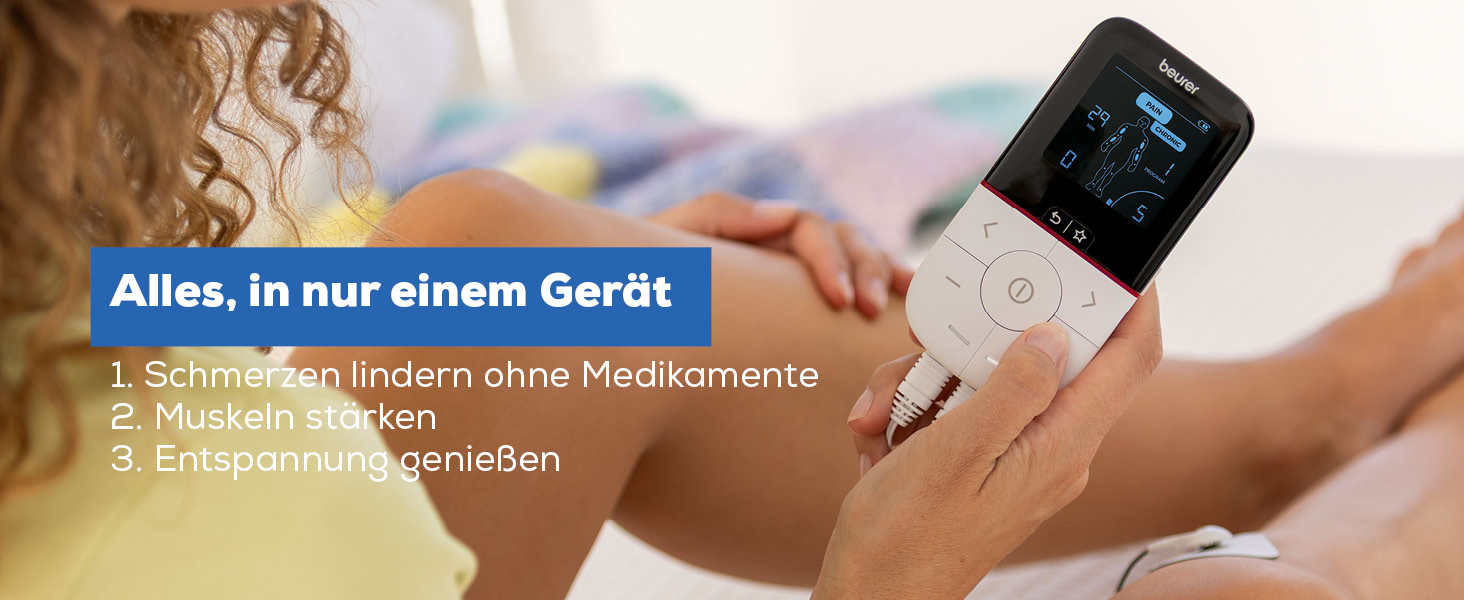 Beurer EM 56 TENS/EMS: Апарат для електростимуляції, масажу та тренування м'язів (22 програми, 4 електроди)