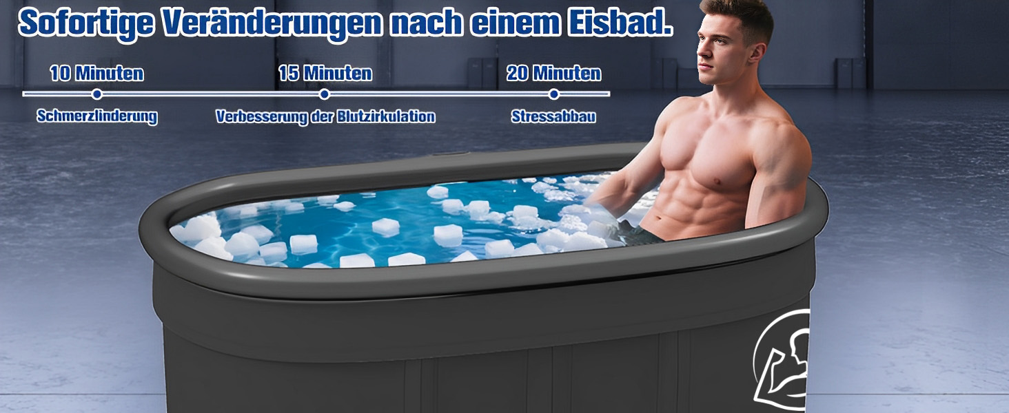 Еліптична ванна для льоду Newfulam XXL (120 см) з кришкою - Комплект, розкладна ванна для дорослих, льодогенератор, ванна для холодової терапії, чорна, 546 л