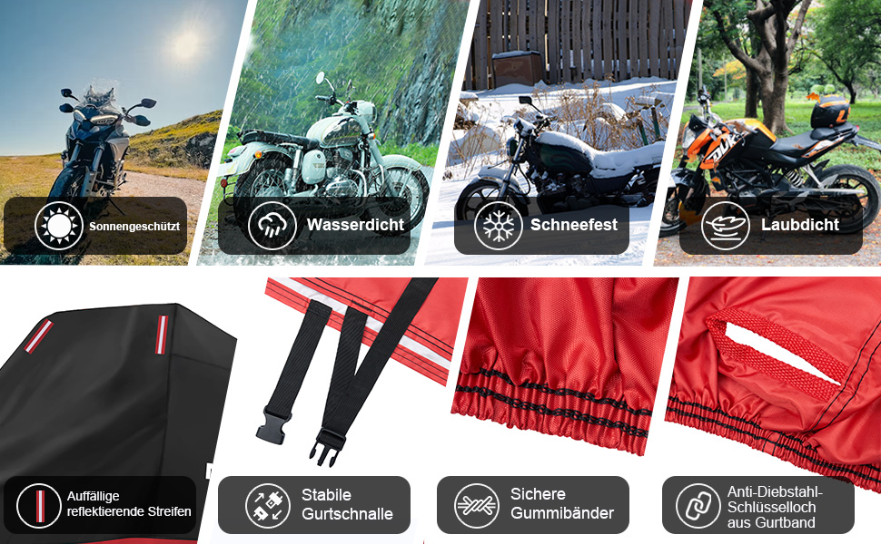 Водонепроникна мотоциклетна накривка Neverland для зберігання на вулиці та в приміщенні. 210D, 220 x 95 x 110 см. Підходить для мотоциклів, скутерів, мопедів.