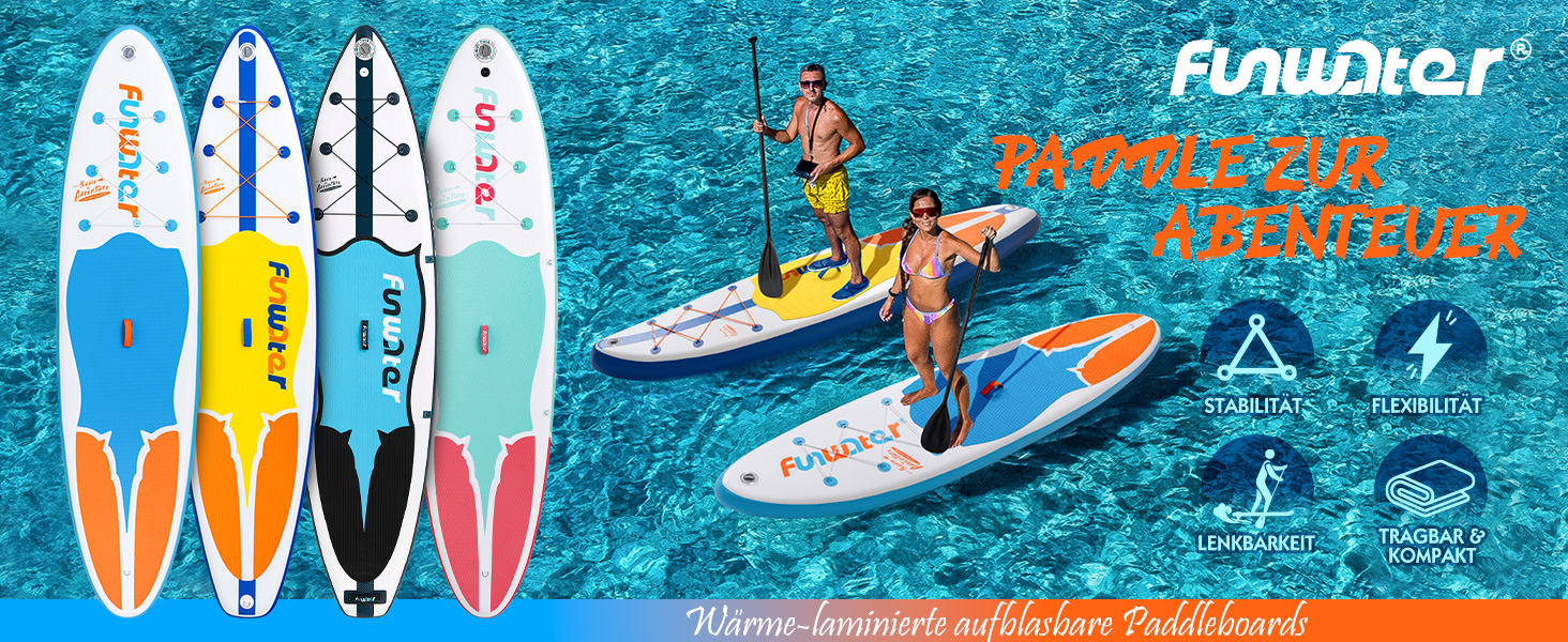 Надувне SUP-борд FunWater: комплект з аксесуарами (весло, насос, рюкзак, лінія, водонепроникний мішок)