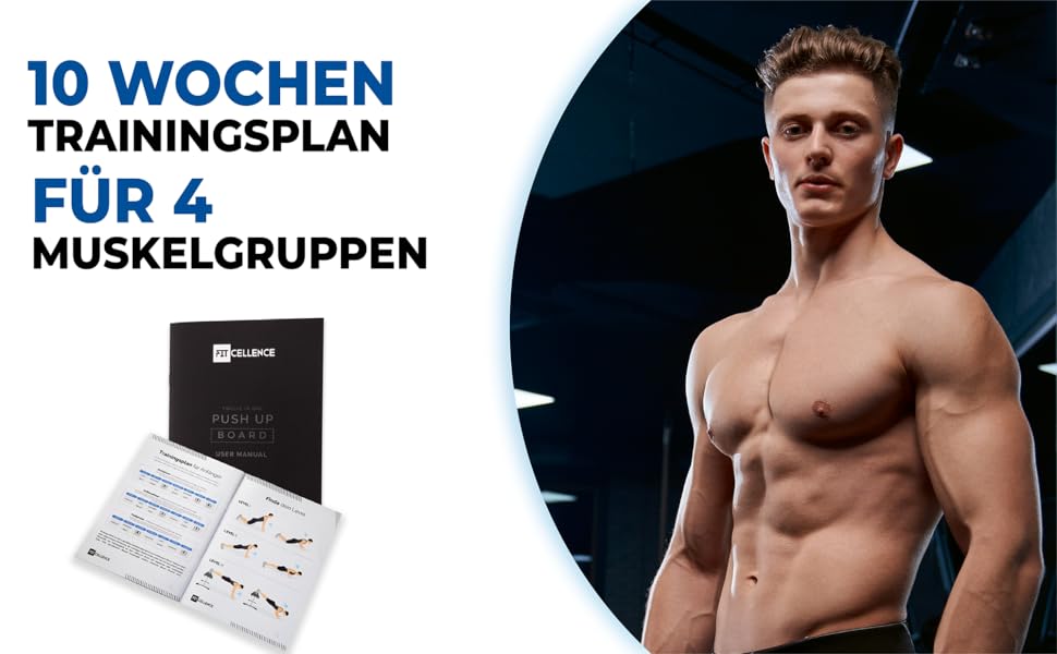 Складне дошка для віджимань 12-в-1 з планом тренувань - Преміум якість [Розроблено в Німеччині] з інструкцією для тренувань
