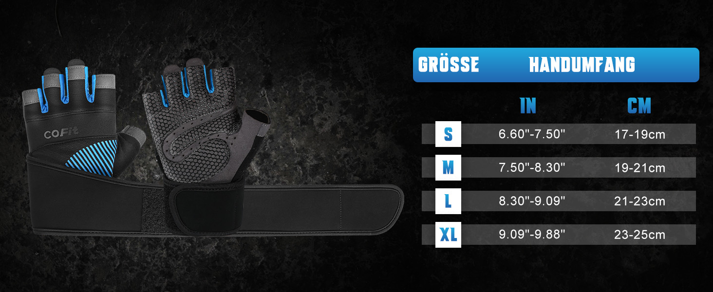 Рукавички для фітнесу COFIT: дихаючі, з підтримкою зап'ястя, для силових тренувань, бодібілдингу, жінок та чоловіків. Чорний колір, XL, з підтримкою зап'ястя