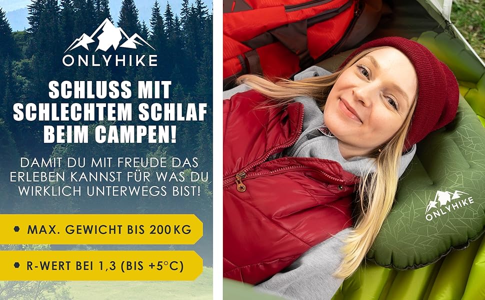 Каремат Isomatte Ultraleicht з подушкою для кемпінгу | Надувний килимок для відпочинку на природі, зелений