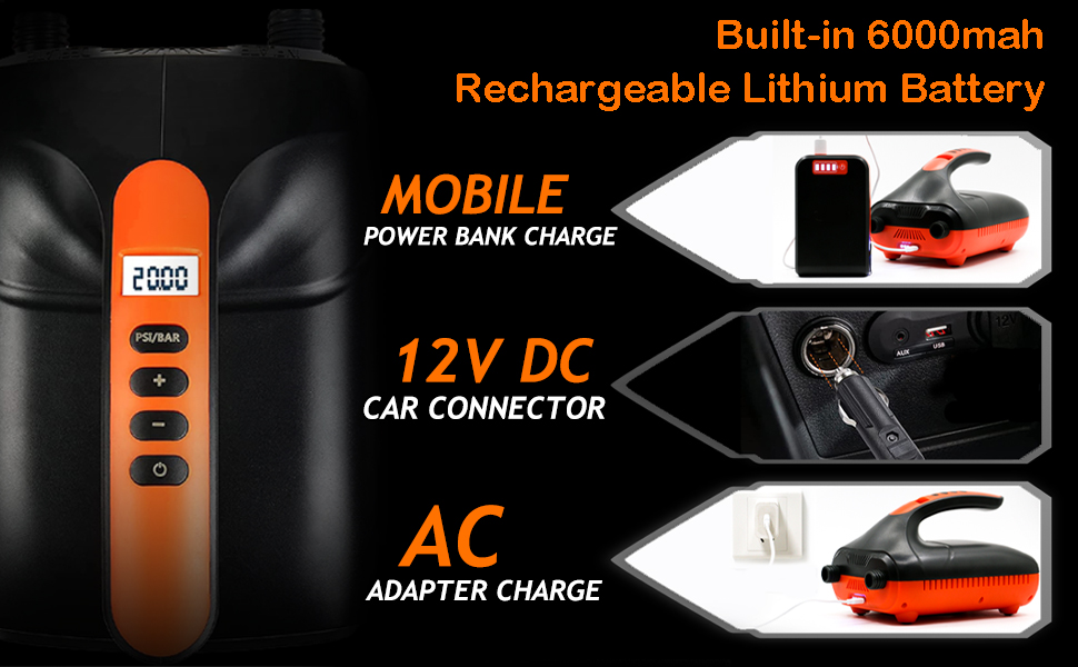 Електричний насос Ruitx для SUP дошки, човни, 20PSI, 12V DC, автоматичне надування, для надувних водних видів спорту
