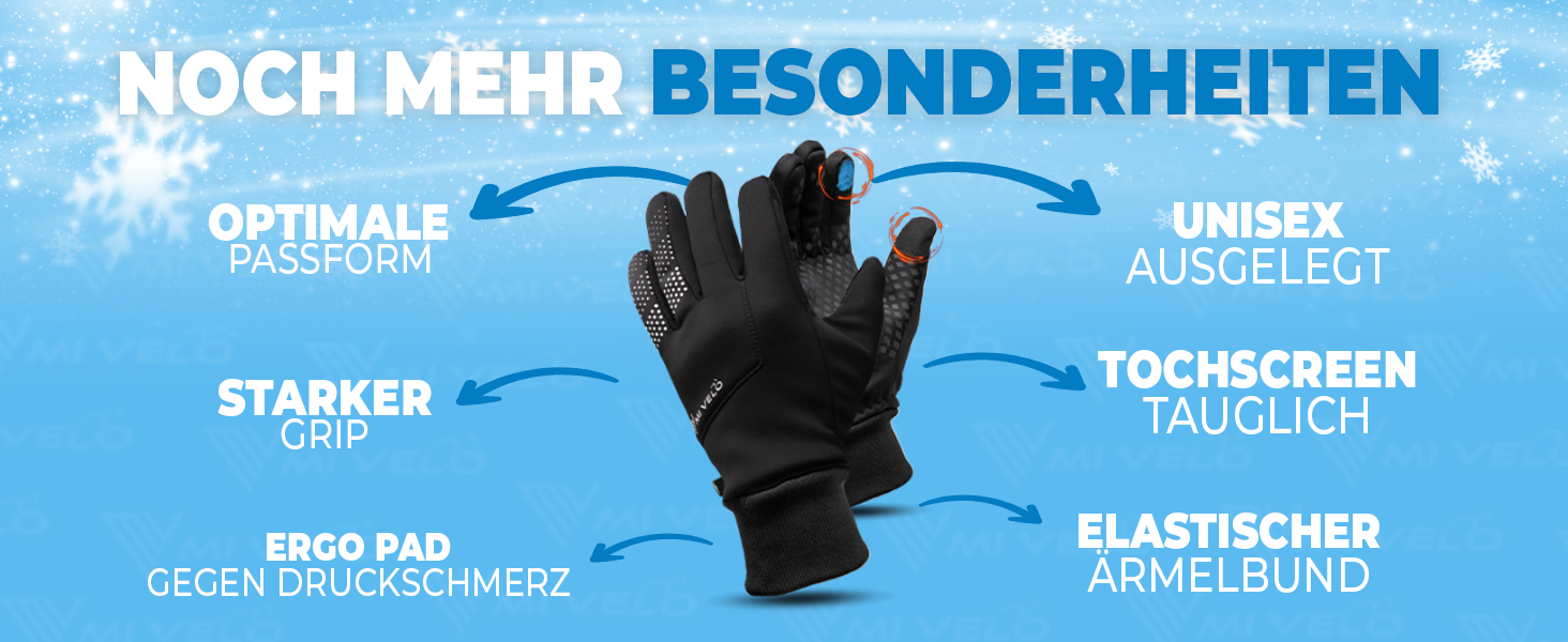 Велосипедні рукавички MIVELO для чоловіків та жінок - водонепроникні з Ergo-Pad, сумісні з сенсорними екранами, зимові та перехідні рукавички, чорний колір, розмір L, для осені/весни