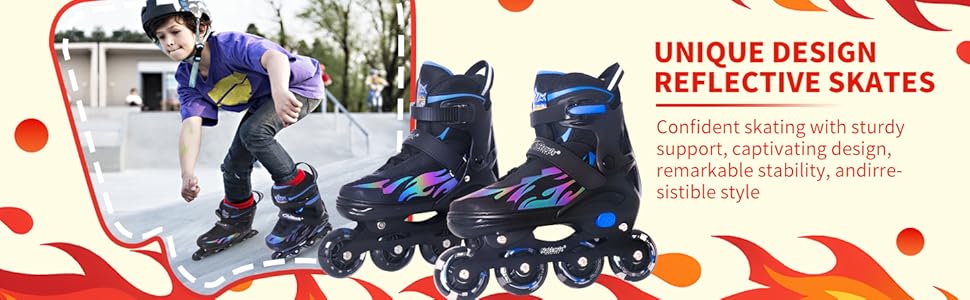 Дитячі ролики Nattork з регулюванням розміру, Nezha Inferno, для хлопчиків та дівчаток 6-16 років, стильні, червоні