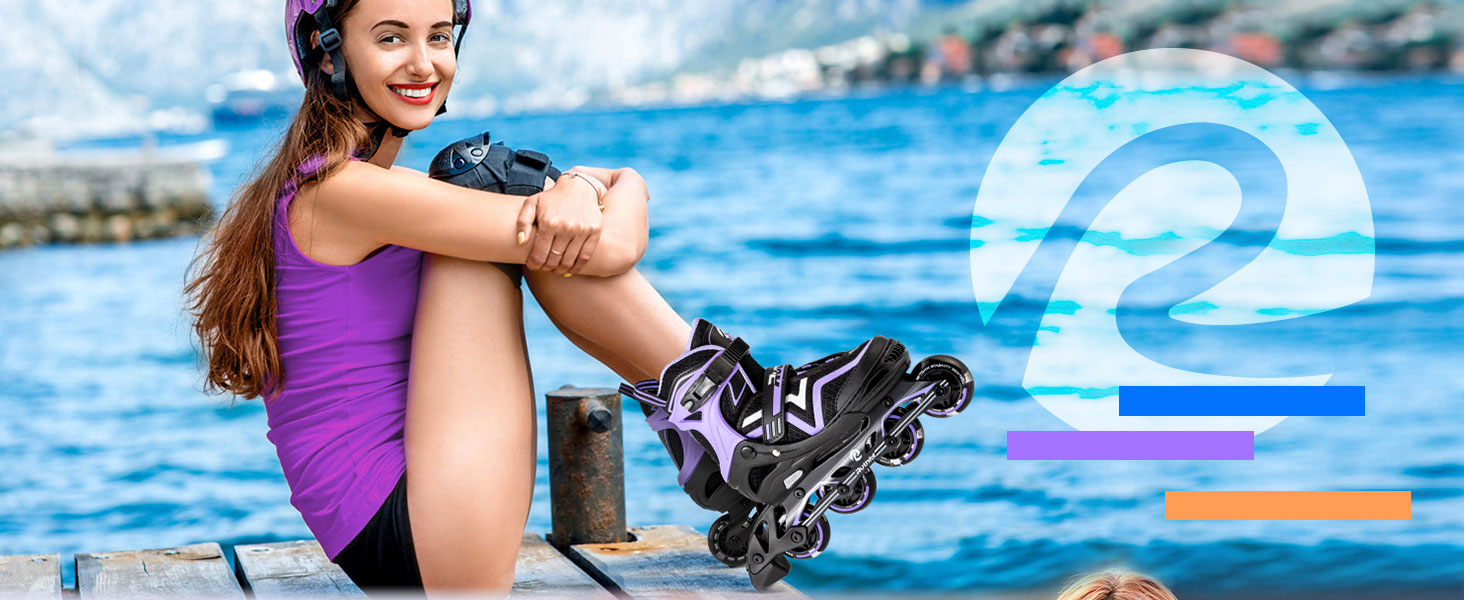 Регульовані ролики для дітей (хлопчики та дівчатка), світлові ролики, розмір L (37.5-41), фіолетовий