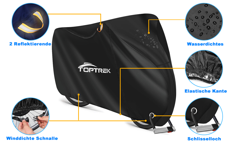 Чохол для велосипеда Toptrek 200x110x70cm, 210D Oxford, водонепроникний, захист від сонця, міцний, з сумкою