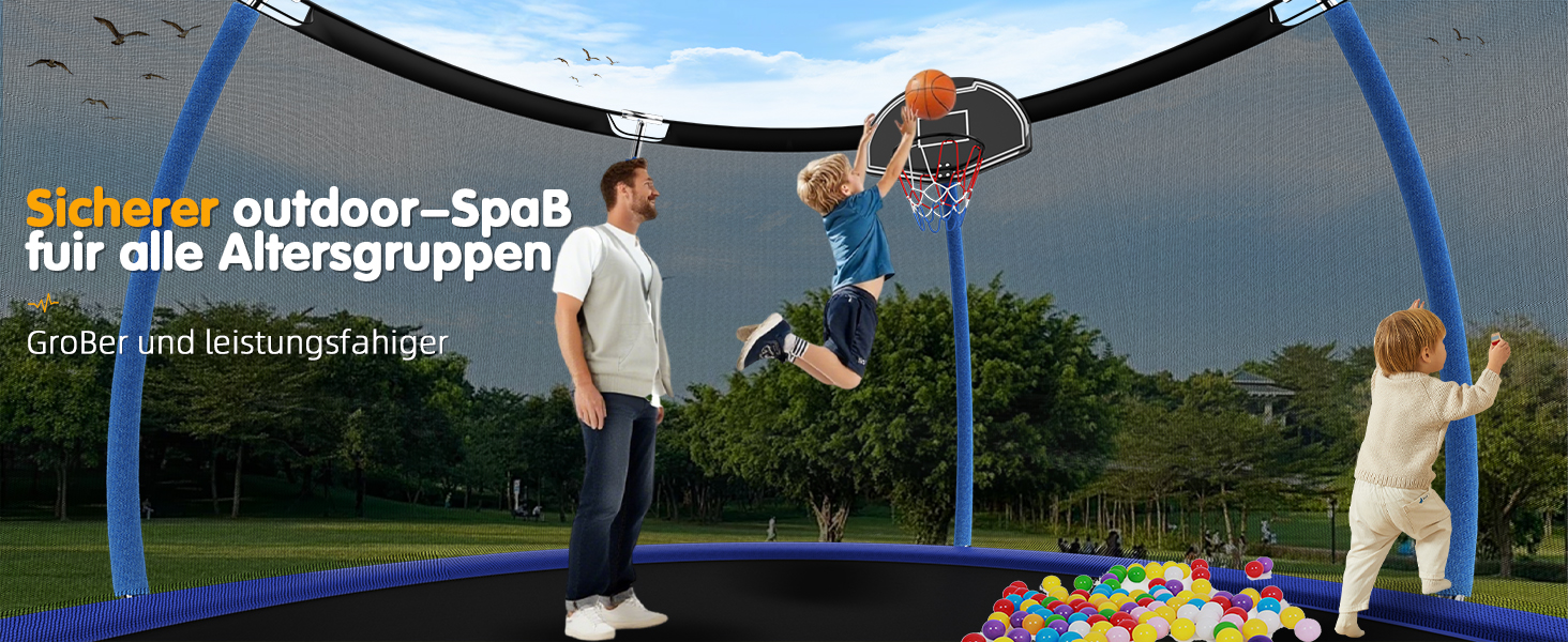 Батут Redkid Outdoor 305 см з сіткою, драбиною та баскетбольним кільцем, 440 фунтів