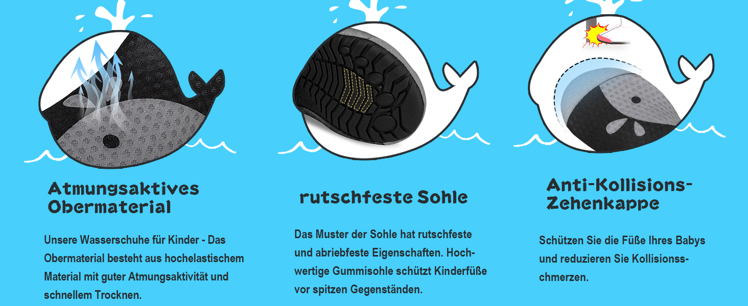 Дитячі шльопанці для плавання WateLves: антиковзкі шльопанці для басейну та пляжу для дівчаток та хлопчиків, 20/21 EU, Black Ash