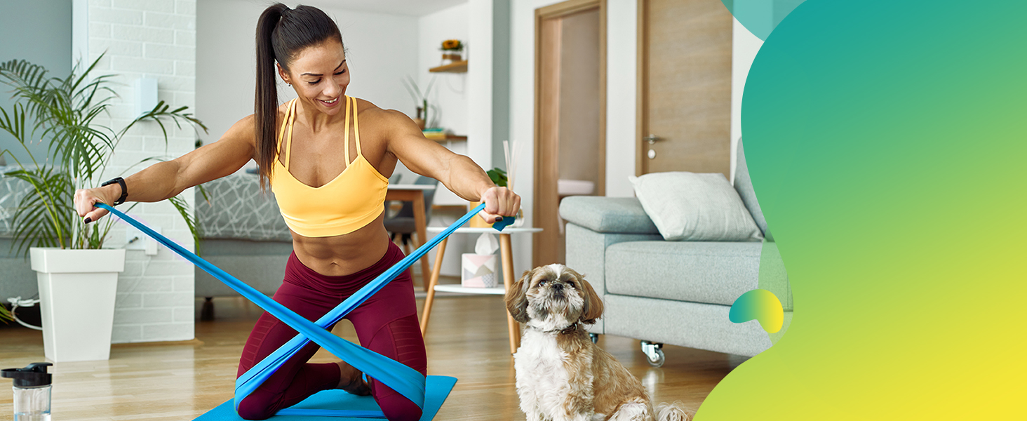 Набір фітнес-резинки 4 шт. (1.8M/2M), 4 рівні опору, постер з вправами, сумка для перенесення, інструкція, ідеально для йоги, пілатесу, м'язового розвитку. Кольори: жовтий, червоний, зелений, синій (фіолетовий, жовтий, червоний, синій, 1.8 метра)