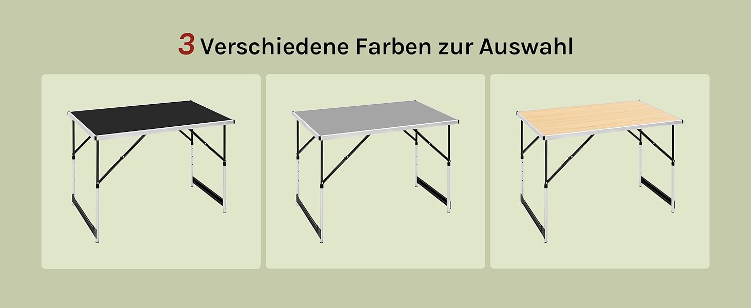 Стіл туристичний складний, садовий, для відпочинку, робочий, на балкон, регульована висота, Woltu®, алюміній, сталь, MDF, сірий