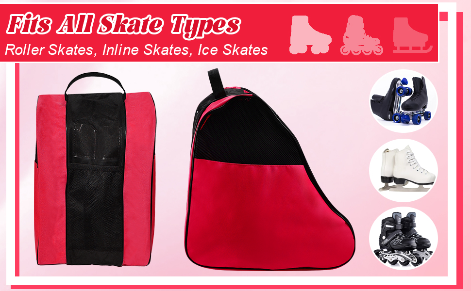 Сумка для роликових ковзанів, роликових ковзанів, ковзанів для льоду, сумка для ковзанів, червона, для жінок та чоловіків