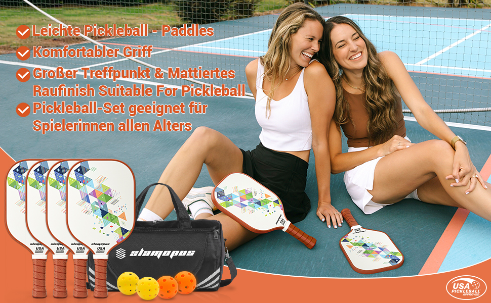 Набір для піклболу: ракетки з графіту та скловолокна, м'ячі та сумка | Ідеально для початківців