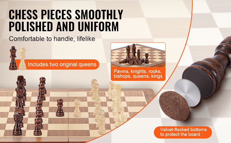 Магнітний шаховий набір VEVOR з дерева 2-в-1, шахи-шашки, складаний, для дорослих та дітей, портативний, для подорожей та турнірів, професійний, для початківців