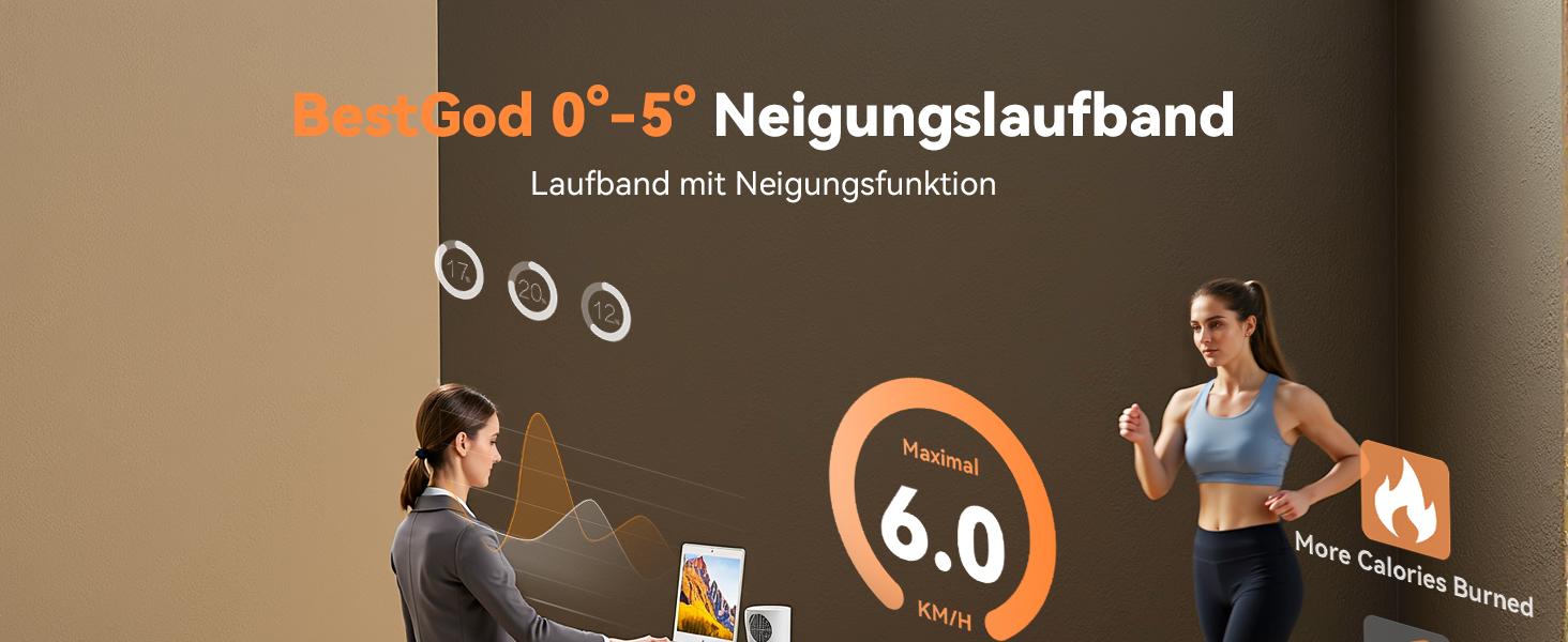 Біговий доріжка BestGod для дому та офісу, Walking Pad з нахилом 5%, потужність 2.5 HP, тиха бігова доріжка з пультом дистанційного керування, до 150 кг, чорний