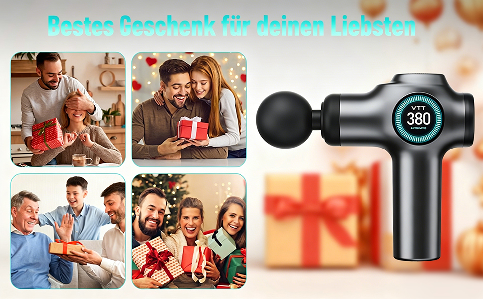 Масажний пістолет для глибокого тканинного масажу Tiefengewebe з LCD-дисплеєм, 99 швидкостей, 8 насадок, USB-C зарядка, чорний