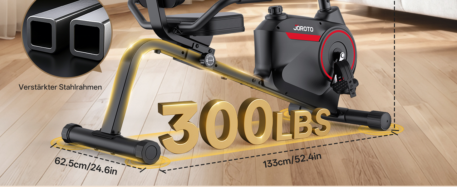 Велотренажер горизонтальний JOROTO JH30/JH30PRO з Bluetooth, LCD дисплеєм, до 136 кг - для дому