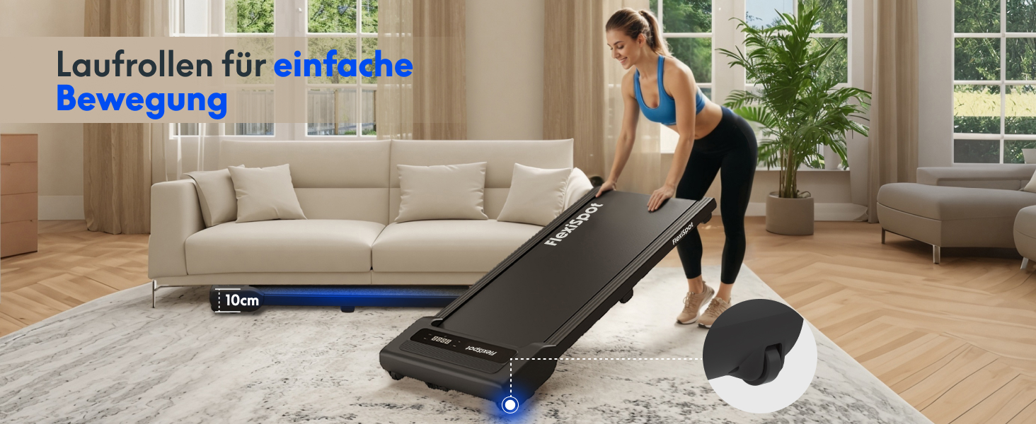 Біговий тренажер FlexiSpot 4-в-1 для дому та офісу, тихий, портативний, з пультом та LED дисплеєм, чорний