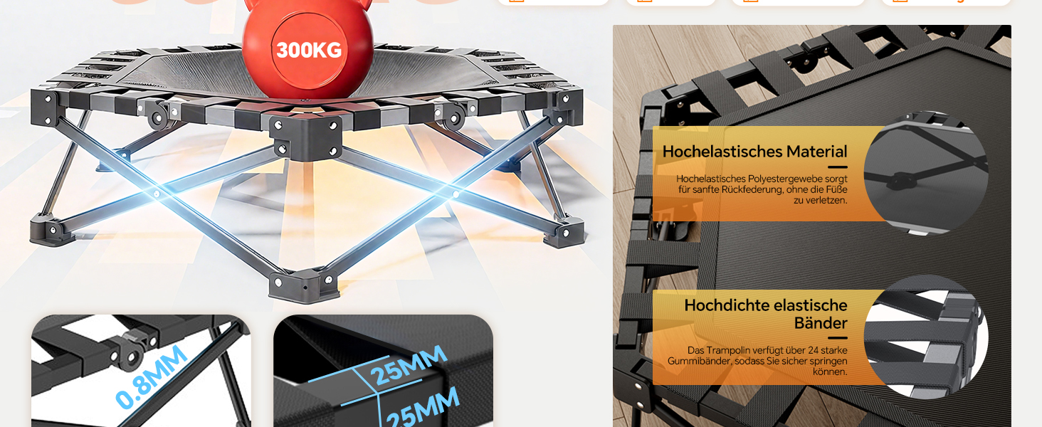 Трамплін для фітнесу в приміщенні з конструкцією 