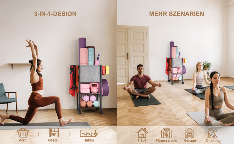 Організатор для зберігання килимка для йоги та спортивного обладнання: стійка для гантелей, тренажерів, роликів