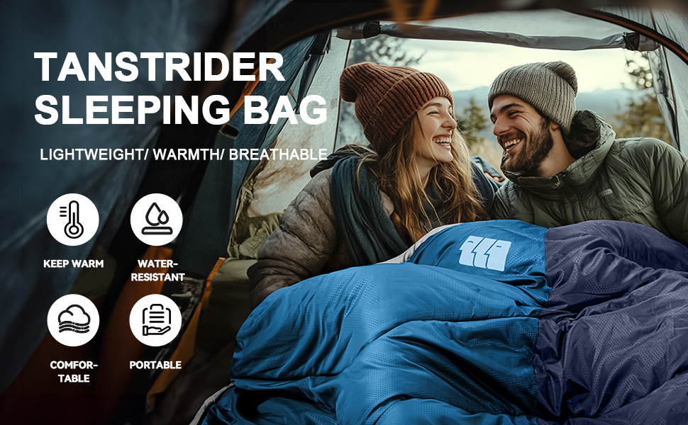 Спальний мішок для дорослих на холодну погоду, вологостійкий, легкий, блакитний (1,8 кг)