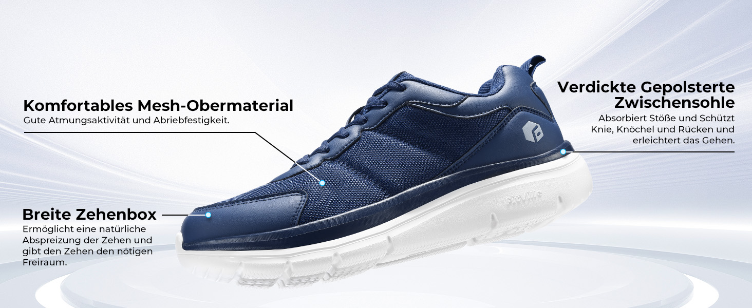 Чоловічі кросівки для ходьби FitVille з широкою колодкою, легкі, для відпочинку, з амортизацією, поверненням енергії, для фітнесу, дихаючі, для залу, гнучкі, розмір 40-50, колір: темно-синій