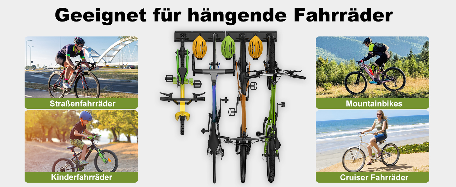 Настінна підставка для велосипедів Housolution 32 дюйми на 4 велосипеда + 3 шоломи, до 136 кг, міцна сталева конструкція, для гаража