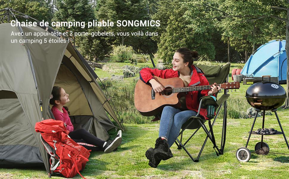 Кемпінгове крісло SONGMICS складане, посилене (до 150 кг), зелене