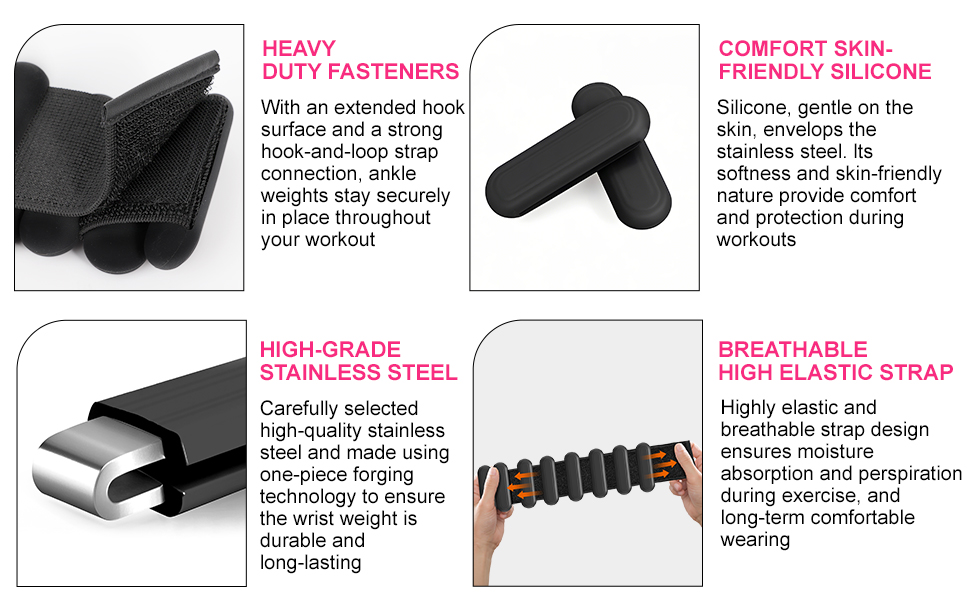 Набір обтяжень для зап'ястя та щиколотки (2 шт, по 0,5 кг) для фітнесу, йоги, танців, пілатесу, ходьби (чорний)