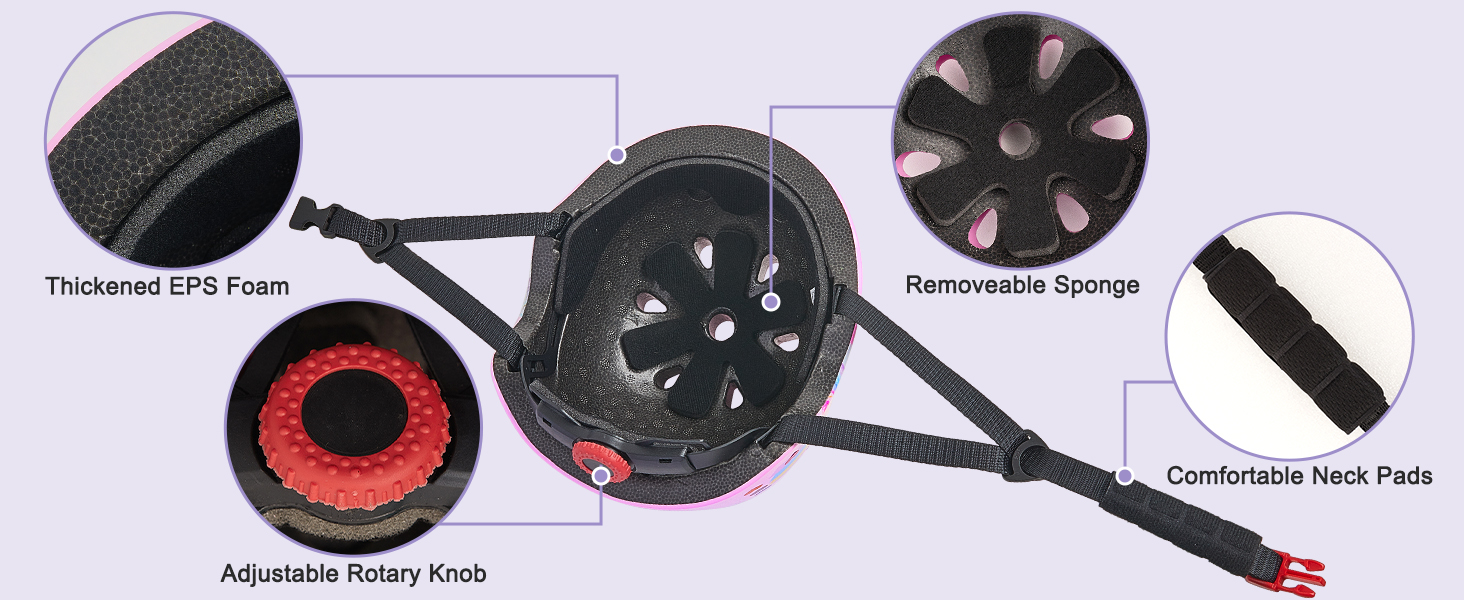 Дитячий шолом Unicorn Castle 7-в-1 з наколінниками, налокітниками та захистом зап'ястків для скейтборду, роликів, велосипеда (3-8 років), фіолетовий