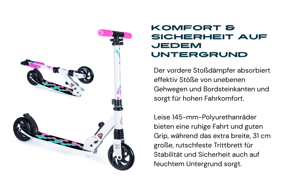 Самокат міський Bergen City Scooter Sonic - алюмінієвий, складаний, колеса PU 145мм, амортизатор, гальмо заднє, регулювання висоти, для дітей від 5 років, легкий