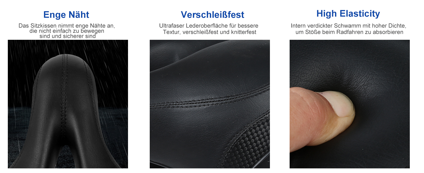 Велосипедне сідло з гелевим наповнювачем Pro 2.0: широке, м'яке, комфортне, дихаюче, з пам'яті ефектом, водонепроникне (чорне)