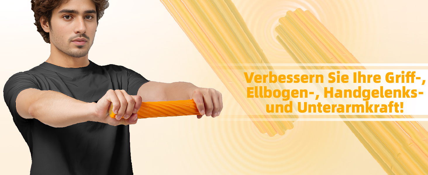 Fitense Flex Therapie Bar Kit: Розвантажувач для зап'ястя (помаранчевий) для тенісного ліктя, гольфарського ліктя та тендиніту. Тренажер для рук, збільшення сили хвата.