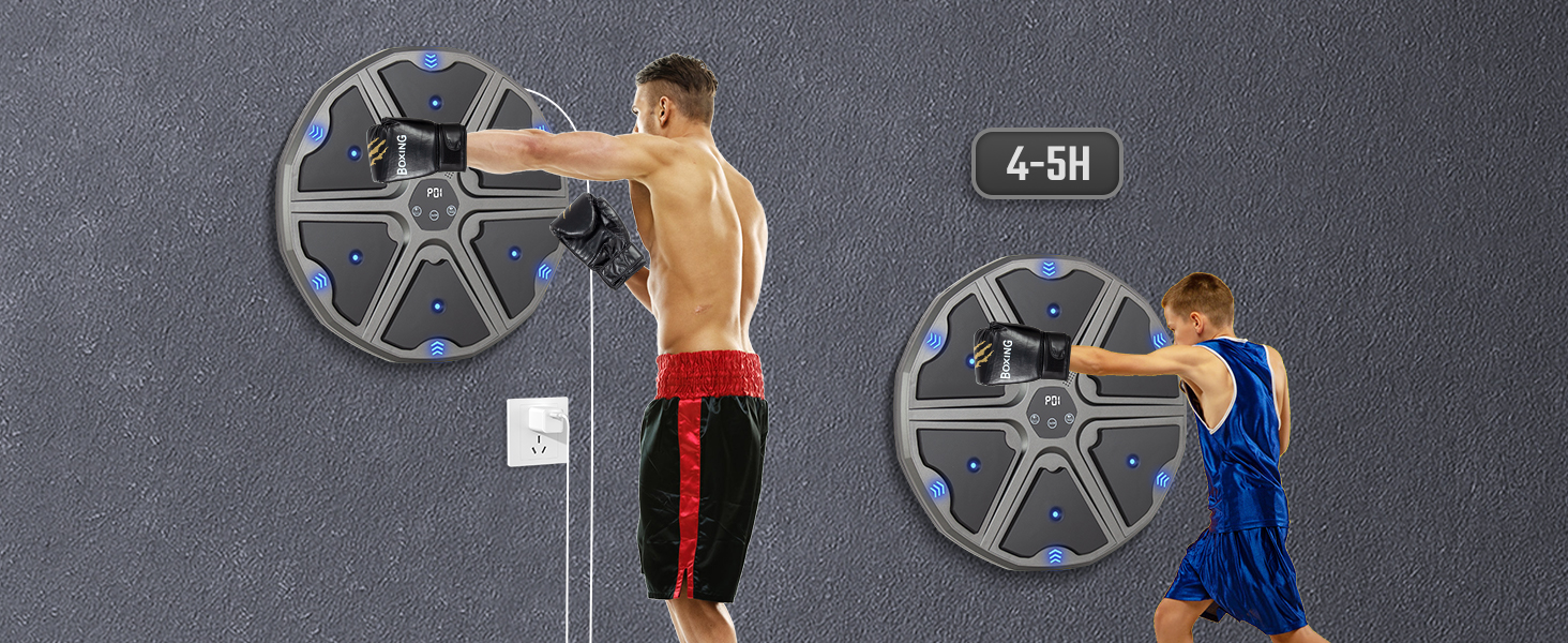 Музична боксерська машина Todeco з LED, Bluetooth, рукавичками та настінною ціллю - 9 режимів швидкості та режим підрахунку для дітей та дорослих